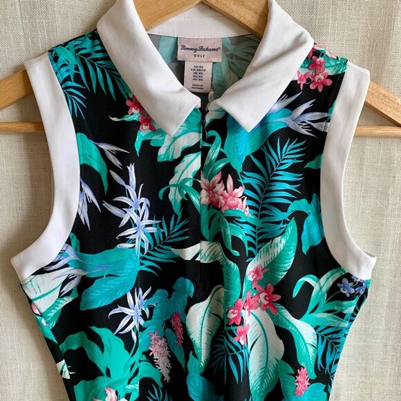 NWT Tommy Bahama Sleeveless Polo Tank Top Size XS Preppy Tropical Golf Top - Picture 3 of 15